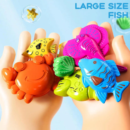 Kids Fishing Toy Set Play Water Toys for Baby Magnetic Rod and Fish with Inflatable Pool Outdoor Sport Puzzle Toys for Children