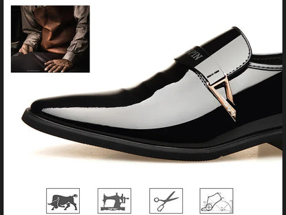 2026 Leather Shoes for Men Patent Leather Mens Casual Oxford Shoes Moccasin Glitter Male Footwear Designer Business Casual Shoes