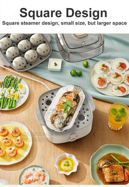 Mini Steamer Electric Steam Pot Cooking Steaming Home Two-layer Transparent Food Dumplings Household Pan Warmer Multicooker