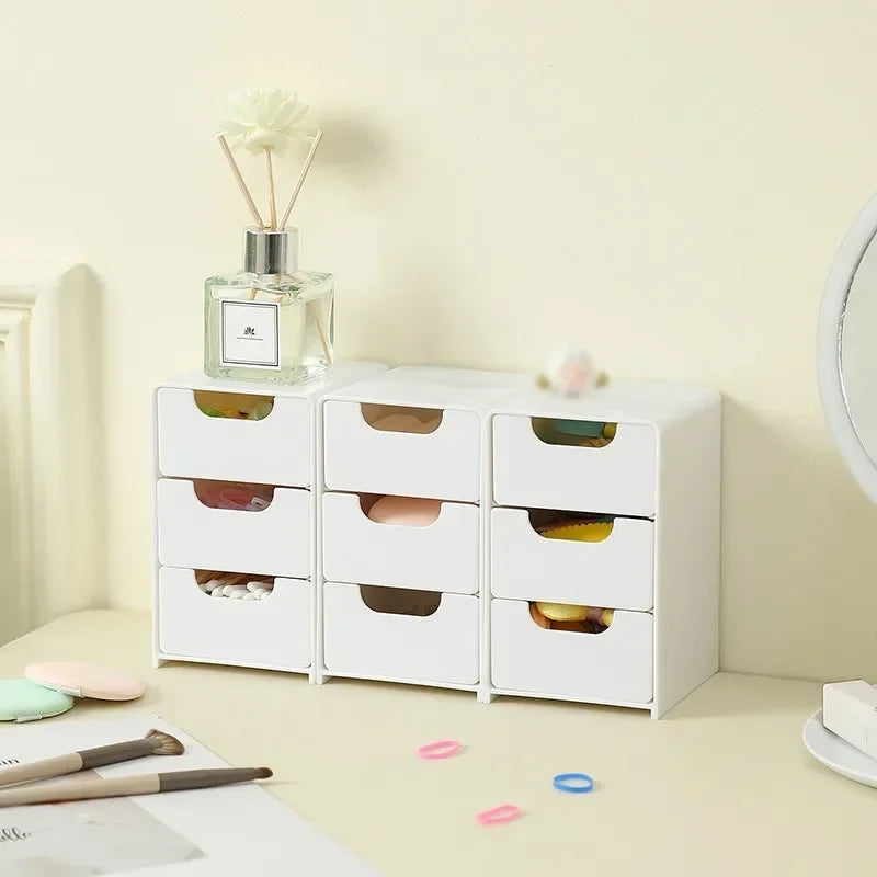 Chic 3-Tier Desk Organizer with Drawers - Ideal for Office Supplies, Jewelry & Cosmetics Storage - Portable Divider Box