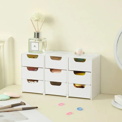 3-Tier Desk Organizer with Drawers - Ideal for Office Supplies, Jewelry & Cosmetics Storage - Portable Divider Box