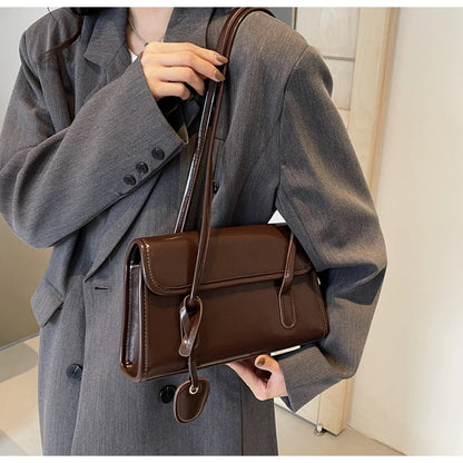 Fashion Red Shoulder Bags For Women Trendy Textured Solid Color Handbag Autumn Winter Versatile Female Underarm Pack