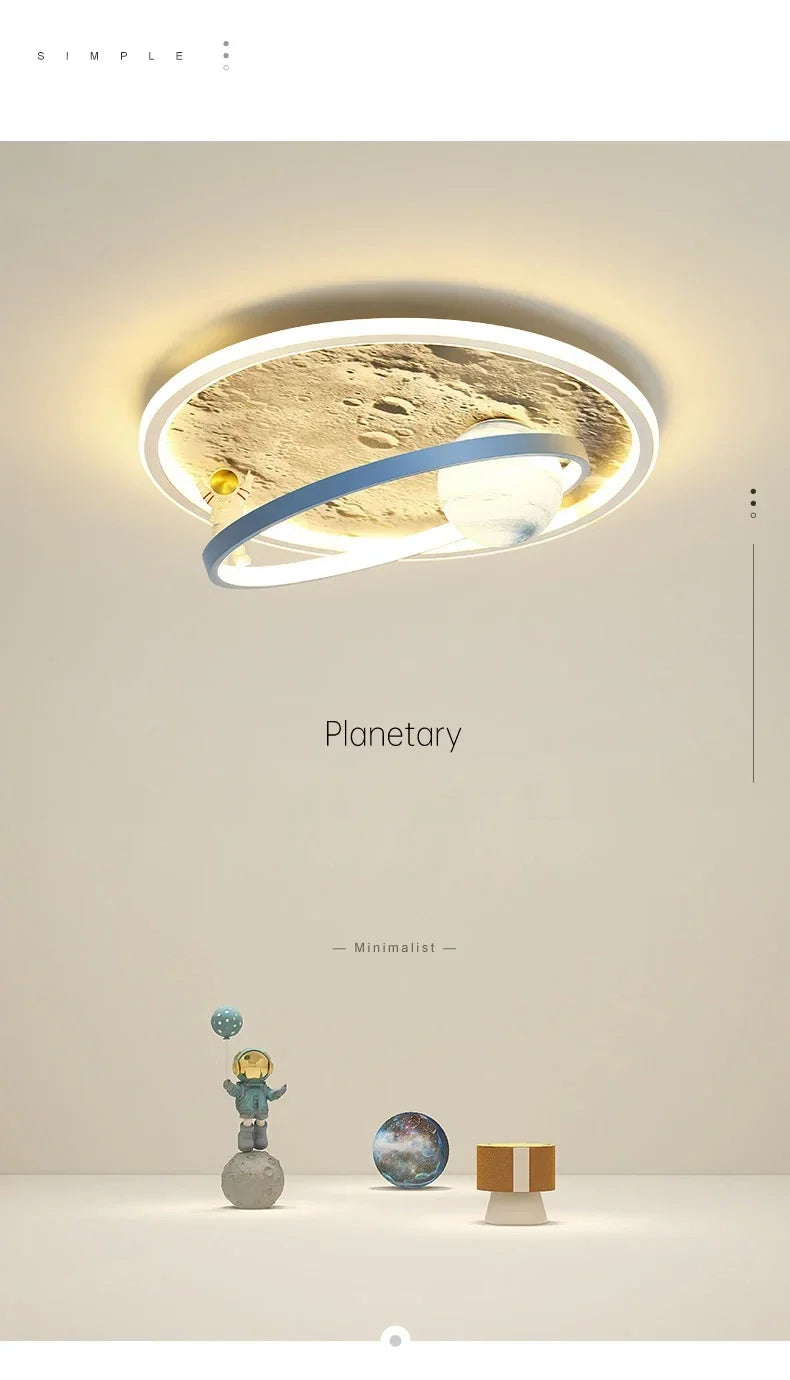 Children's room circular ceiling light moon astronaut light cartoon eye protection children's baby LED light room decoration