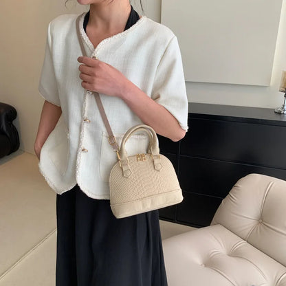 Women's Large Crossbody  Retro Felt Handbag with Makeup Organizer Solid-Color Casual Purse for Everyday Use Travel Shoulder Bag