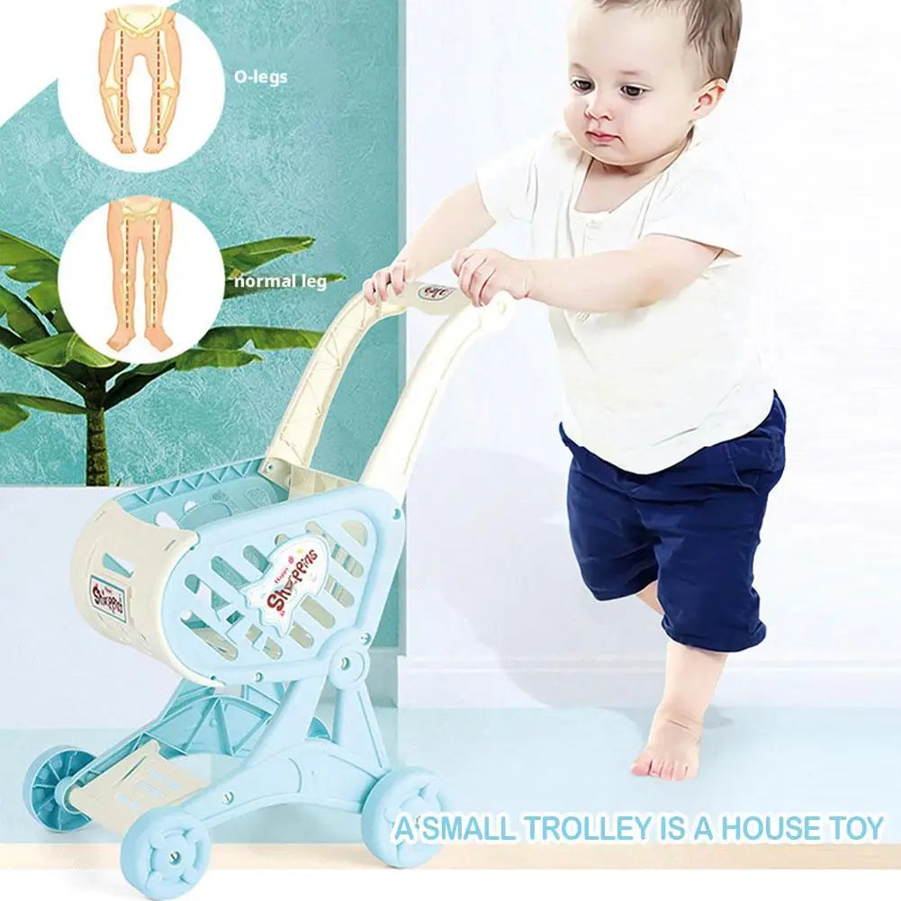 Shopping Cart Toy Baby Small Trolley Children Play House Fruit Cut Music Kitchen Supermarket Men And Girls Early Education Toys