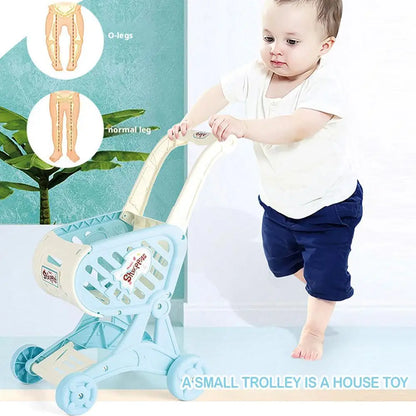 Shopping Cart Toy Baby Small Trolley Children Play House Fruit Cut Music Kitchen Supermarket Men And Girls Early Education Toys