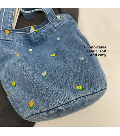 Women Shoulder Bag Large Capacity Denim Tote Bag Fashion Underarm Harajuku Handbag Clutch Bags Simple Female Commuter bags 2026