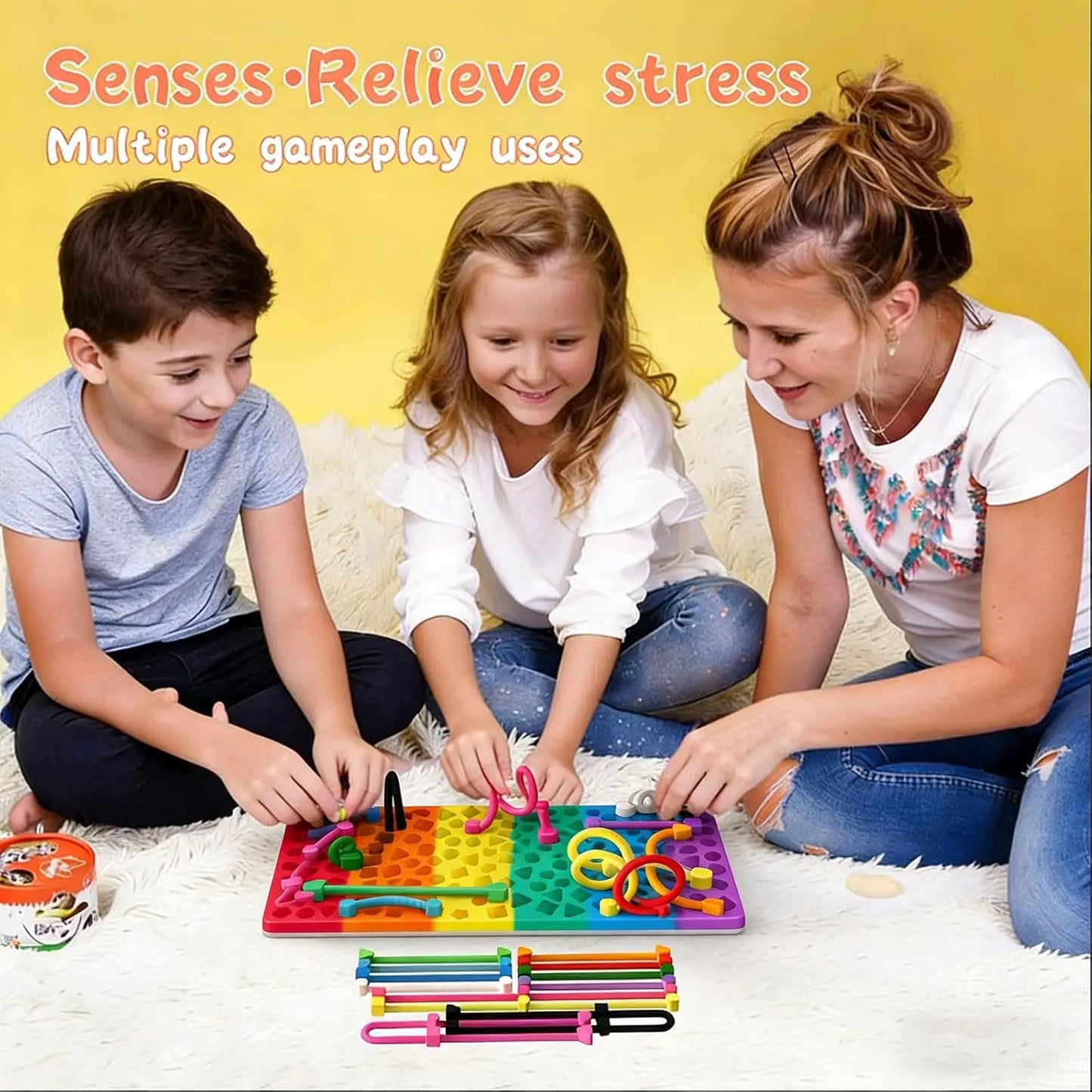 Sensory Activity Board, Silicone Quiet Fidget Toy for ADHD Autism Stress Relief, Easter Basket Stuffers for Toddlers Kids Teens