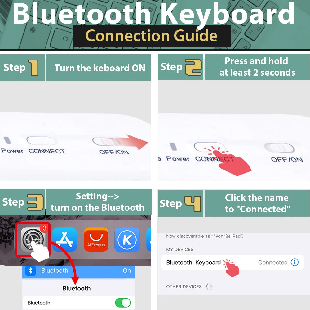 2026 New Slim Lightweight Ergonomic Bluetooth Keyboard, Compact Silent Wireless Keyboard for Windows iOS Android Devices Office