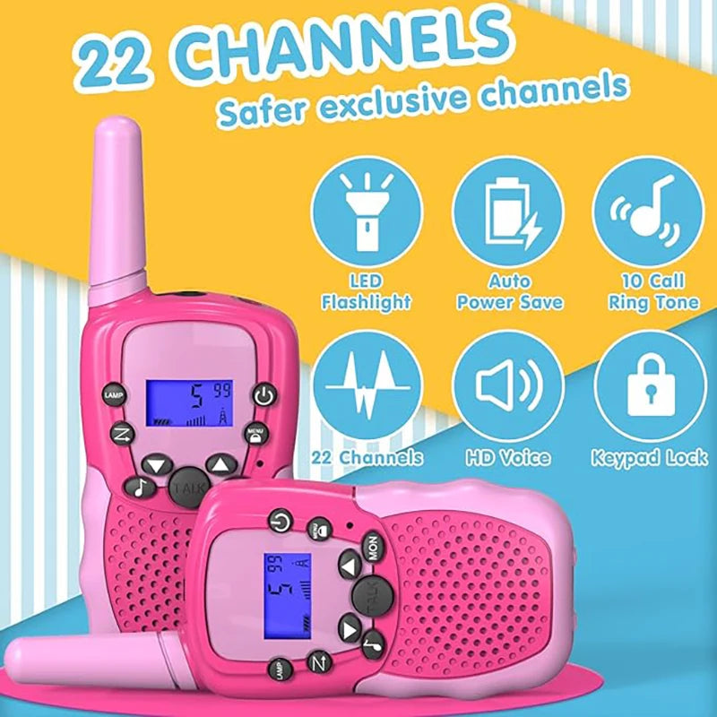 Walkie Talkies for 3-12 Year Old Girls Boys Toys with Backlit LCD Flashlight, 3 Miles Range for Outside, Camping, Hiking