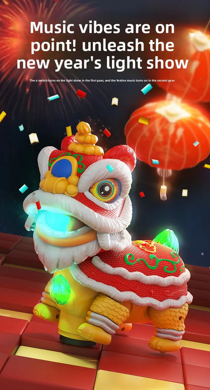 Electric Lion DanceChildren's Electric Toys Wagging Their Heads and Wagging Their Tails, Light Music, Unisex Lion Dance Toys