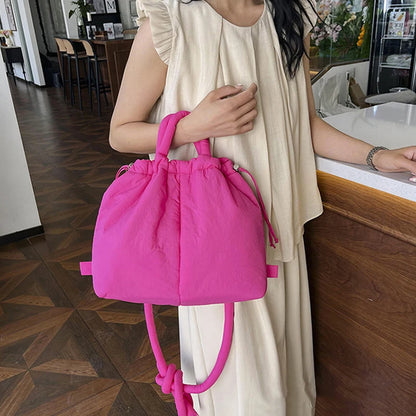 Casual Large Capacity Puffer Tote Bag Designer Padded Nylon Women Handbags Knotted Strap Shouder Crossbody Bags Warm Sac 2024