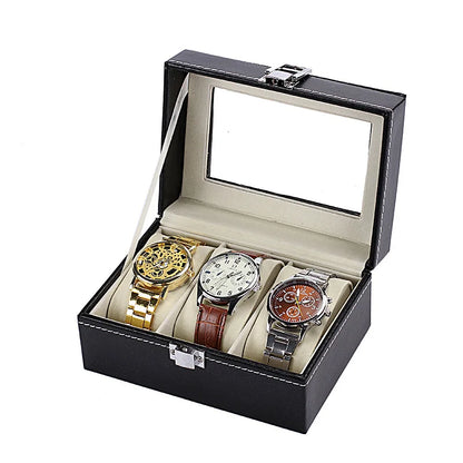 Watch Box, 12-10-6-Slots Watch Case with Large Glass Lid, Removable Watch Pillows, Watch Box Organizer, Gift for Loved Ones