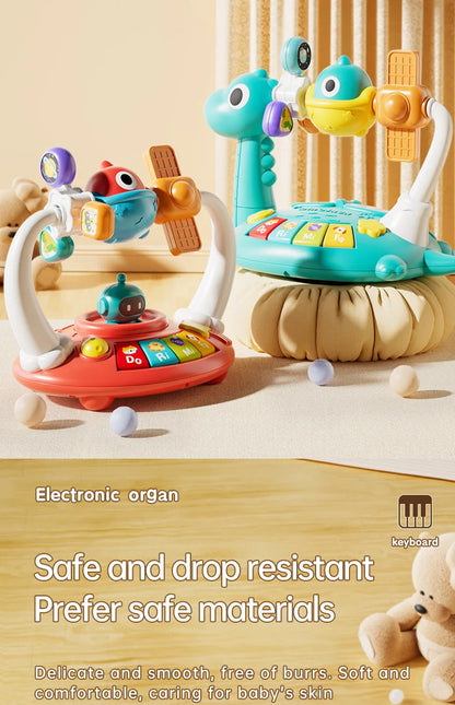 Baby Piano Toys Kids Rotating Music Piano Keyboard With Light Sound, Musical Toys For Toddlers, Early Educational Music Toy