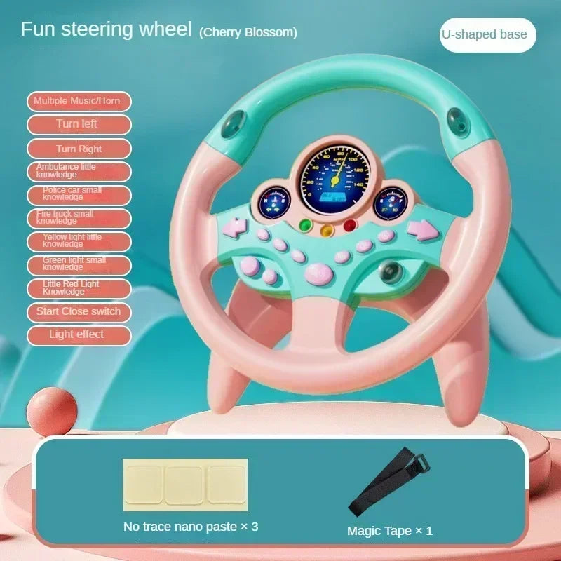 Electric Simulated Driving Steering Three-Dimensional Portable Wheel Copilot Toy Light And Sound Educational Children's Gifts