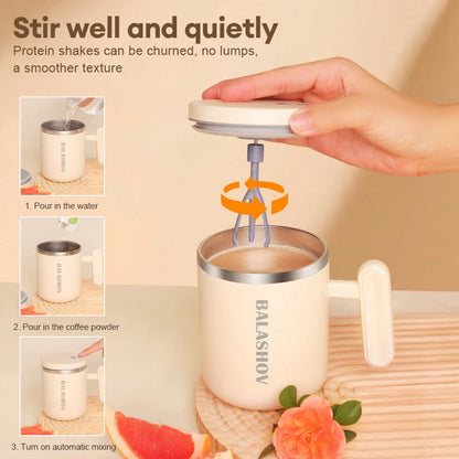 400ml Electric Automatic Self Stirring Cup Self Mixing Coffee Mug Glass Waterproof Protein Powder Stirrers for Home Office