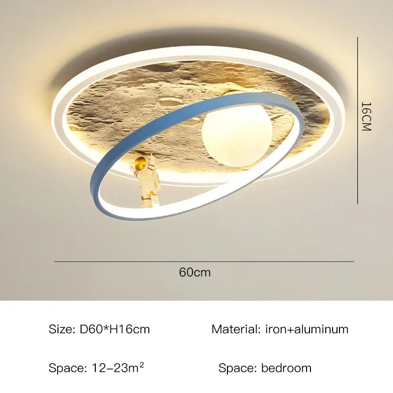 Children's room circular ceiling light moon astronaut light cartoon eye protection children's baby LED light room decoration