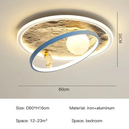 Children's room circular ceiling light moon astronaut light cartoon eye protection for children & baby LED light room decoration