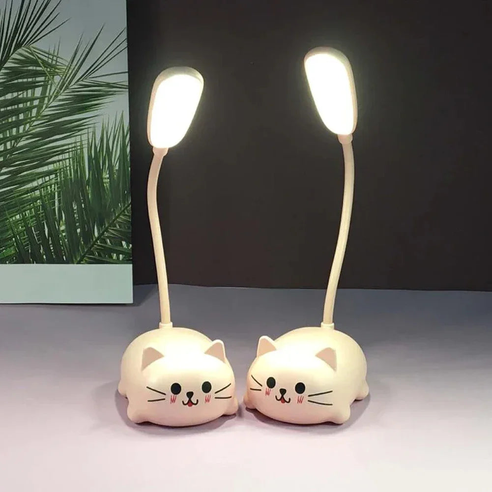 Mini cat Usb Recharge Battery Led Table Night Light Child Eye Protection Warm White Desk Lamp
