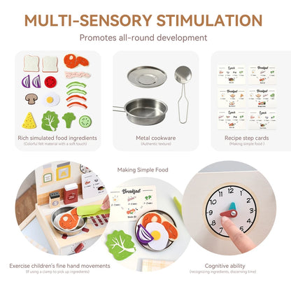 Wooden Kitchen Simulation Toy Set Baby Pretend Play Game Montessori Interactive Toys For Children Baby life Skills learning Toys