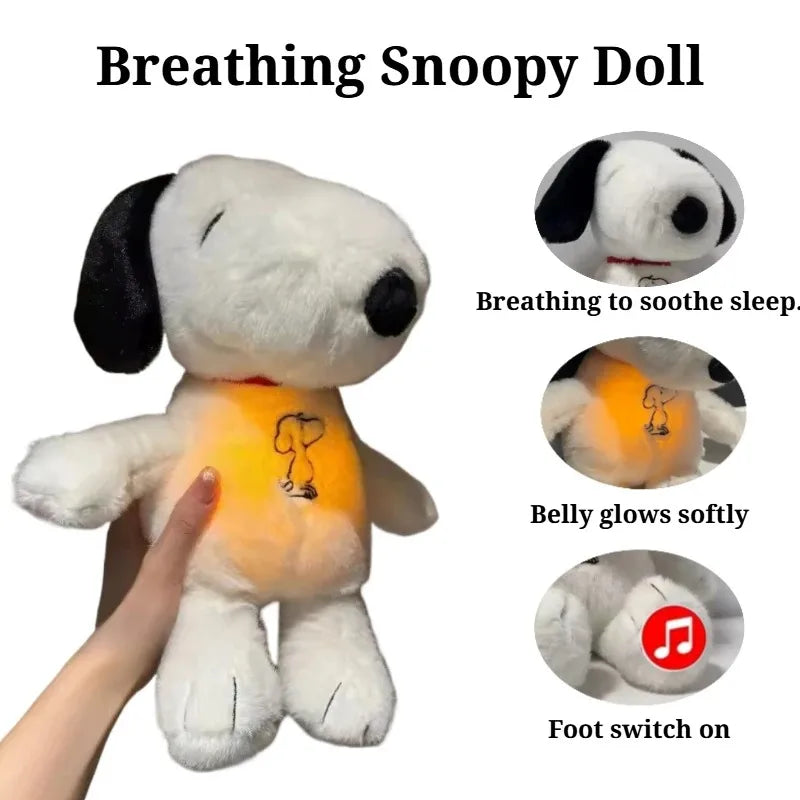 In stock 2026 new luminous breathing Snoopy plush toy baby sleep assistance exquisite soothing doll children's bedtime gift