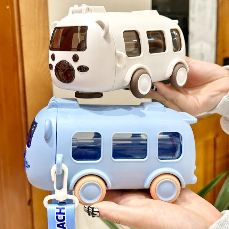 Cute Kids Water Bottle With Straw Fun 0.5L Car-Themed Drinkware For Toddlers Leakproof BPA-Free