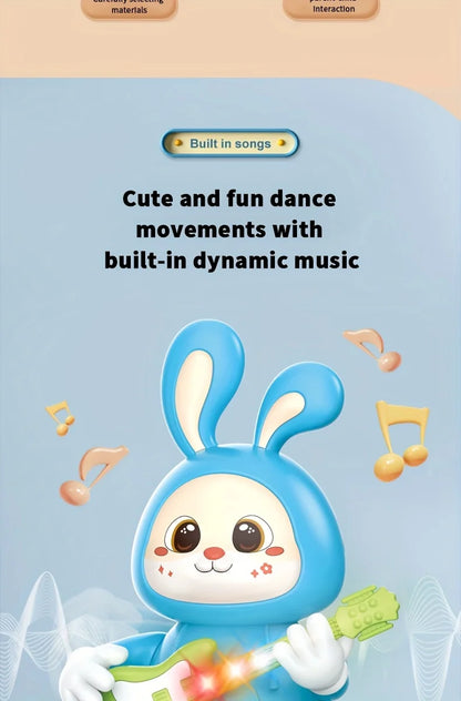 Musical Dancing Rabbit Toy with Guitar Walking Singing Bunny Moving Toys for Baby with Music & Lights for Toddlers Easter Gift