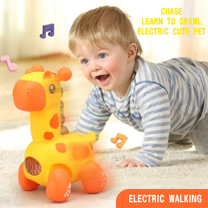 Giraffe rope toy with light, music, electric crawling toy, children's puzzle early education luminous toy