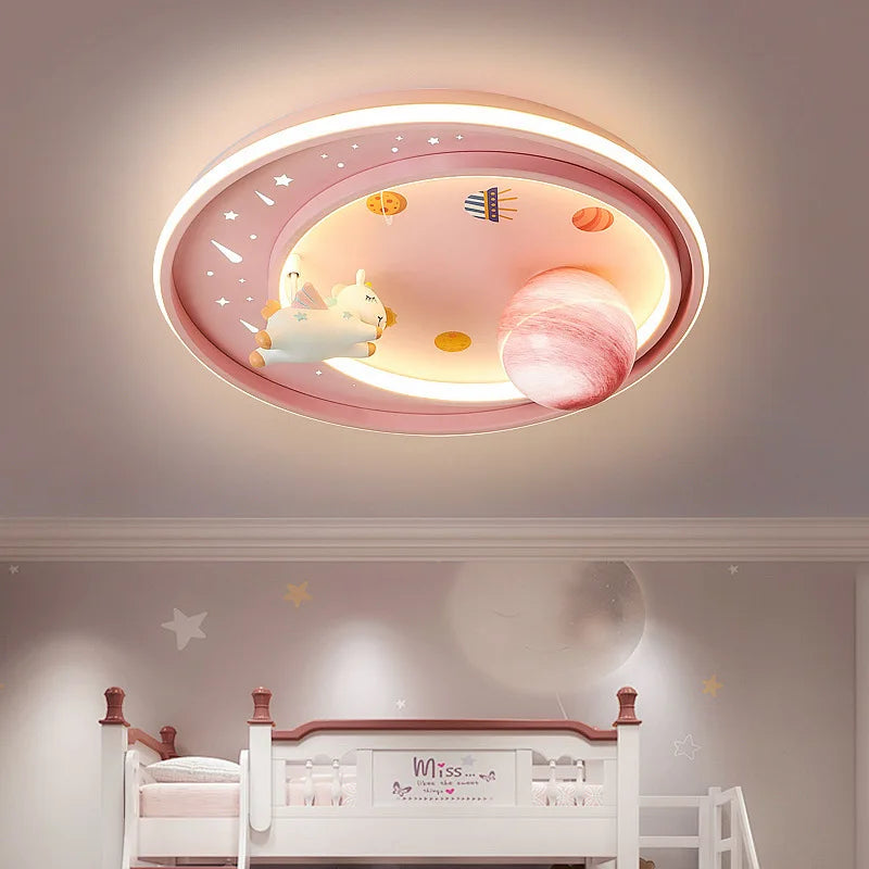 Children's Room Bedroom Ceiling Lights LED Moon Astronaut Unicorn Light Warm Romantic Baby Room Boy Girl Bedroom Ceiling Lamps