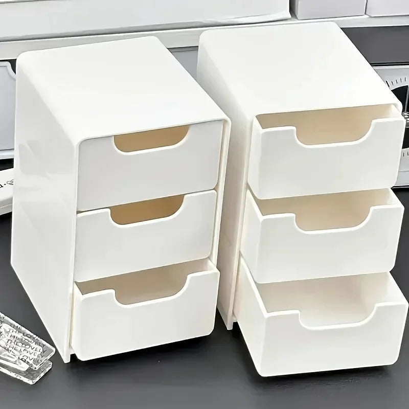 3-Tier Desk Organizer with Drawers - Ideal for Office Supplies, Jewelry & Cosmetics Storage - Portable Divider Box
