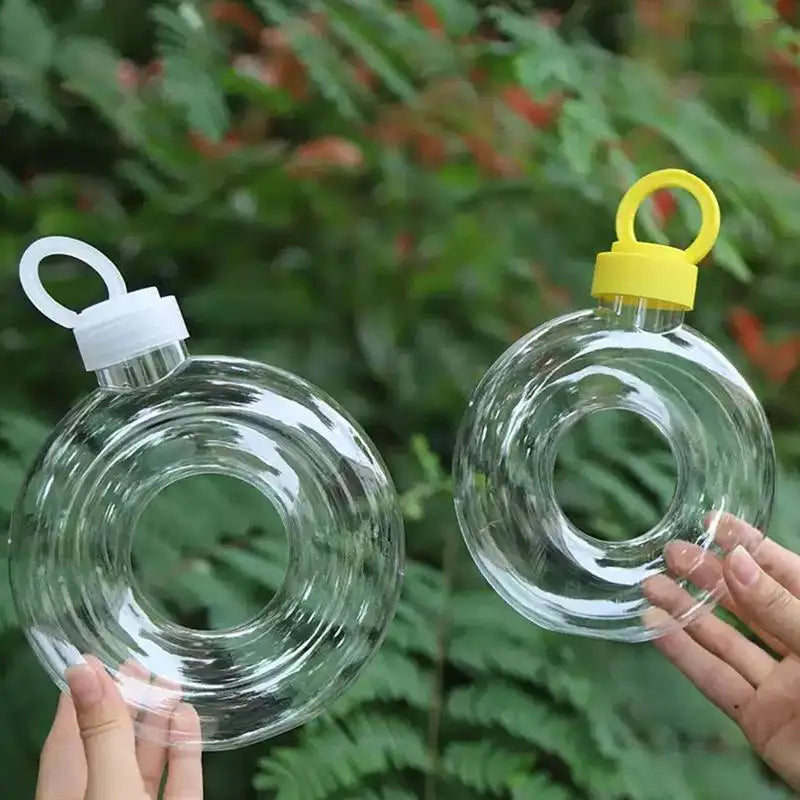 350ML Cute Donut Kids Water Bottle Leak-Proof Travel Cup Children Anti Fall Transparent Drinking Bottle Sports Water Bottle
