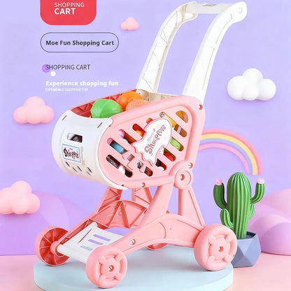 Shopping Cart Toy Baby Small Trolley Children Play House Fruit Cut Music Kitchen Supermarket Men And Girls Early Education Toys