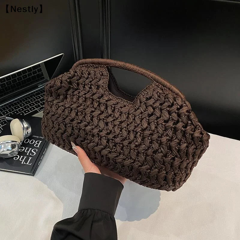 Elegant Woven Handbag Female Beach Straw Underarm Bag Versatile Exquisite Shoulder Bags Evening Bags For Women Gifts