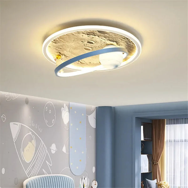 Children's room circular ceiling light moon astronaut light cartoon eye protection children's baby LED light room decoration