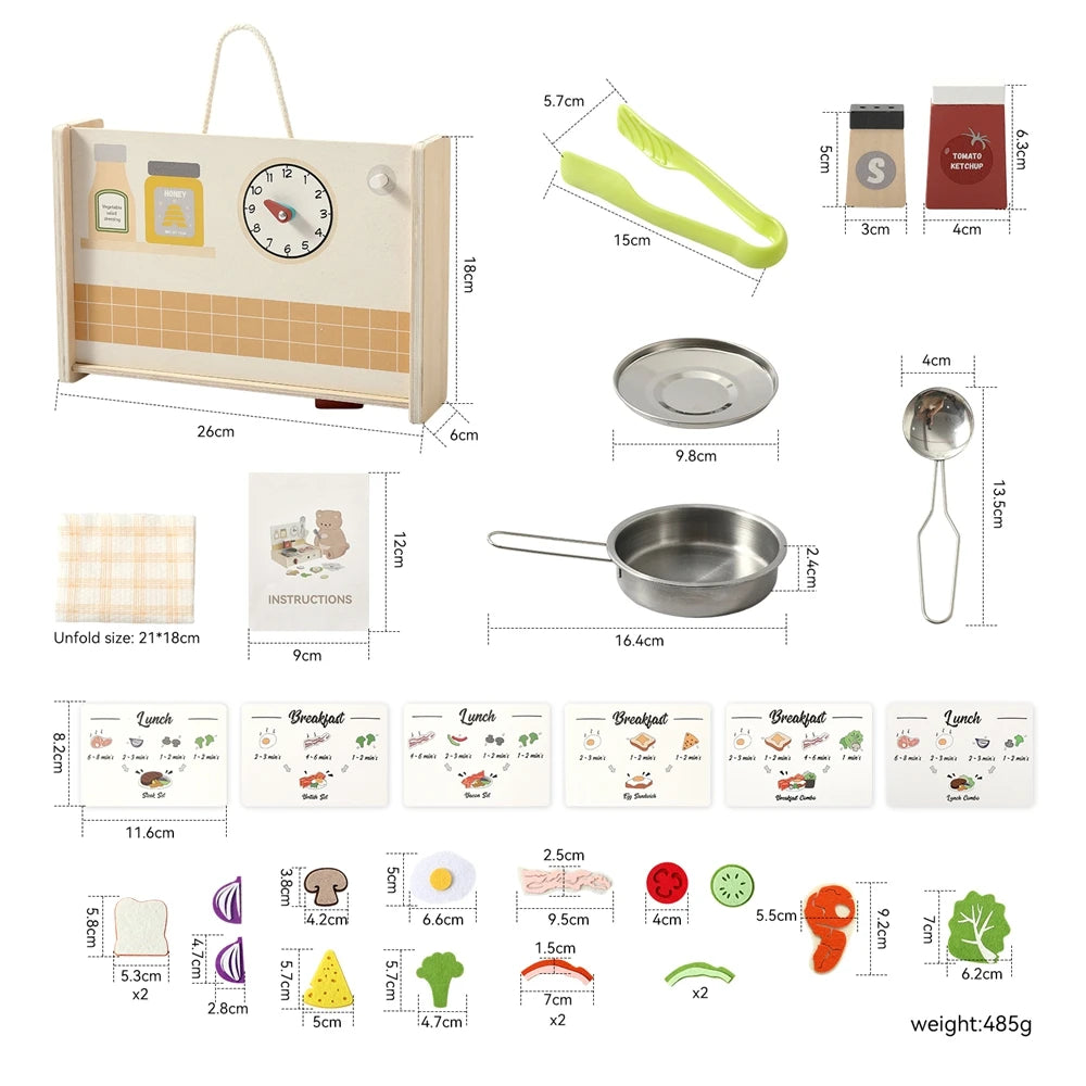 Wooden Kitchen Simulation Toy Set Baby Pretend Play Game Montessori Interactive Toys For Children Baby life Skills learning Toys