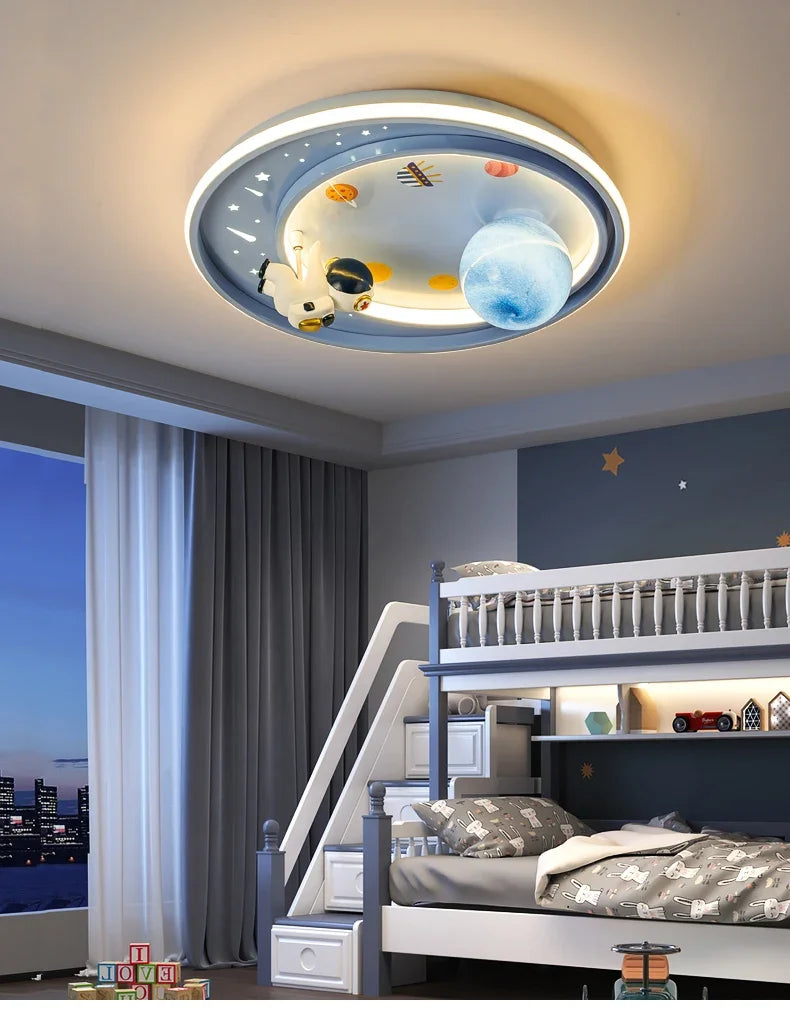 Children's room circular ceiling light moon astronaut light cartoon eye protection children's baby LED light room decoration