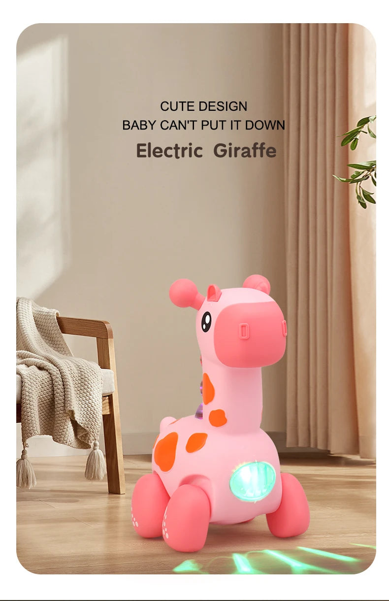 Giraffe rope toy with light, music, electric crawling toy, children's puzzle early education luminous toy