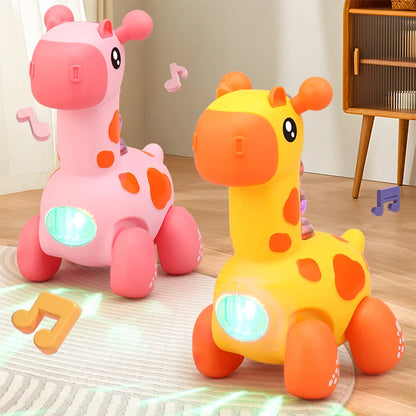 Giraffe rope toy with light, music, electric crawling toy, children's puzzle early education luminous toy