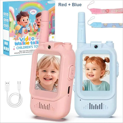 2PCS Kids Video Walkie Talkies USB Charging Indoor and Outdoor High Definition Intercom Children's Toys Birthday Gifts Ages 3-12