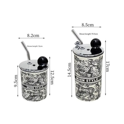 Portable Tumbler with Straw Summer Outdoor Cup Vacuum Insulated BPA-Free Leakproof Travel Mug for Camping Beach Office Home