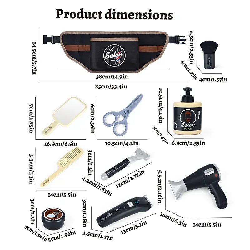 Kids Toys Barber Role Pretend Play for Boys Beauty Fashion Electric Hairdressing Cosmetics Tools Set Hair Salon Shaving Sets Toy