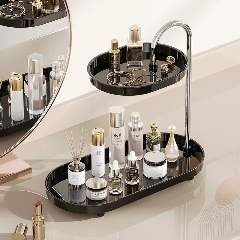Makeup Organizer Tray Cosmetic Jewelry Lipstick Skincare Storage Shelf Perfume Watches Glasses Keys Rack Home Bathroom Holder