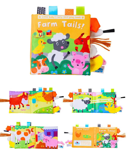 Montessori Education Baby Toys Busy Book Cartoon Animals Tail Interactive Parent-Child Fun Baby Cloth Book Baby Toys 0 6 Months