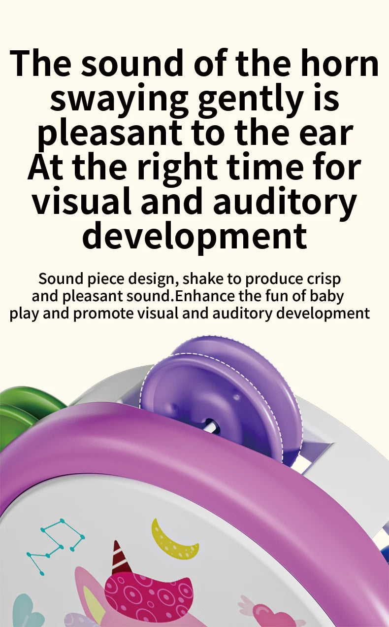 Baby Hand Drum Toys Montessori Musical Instruments Tambourine for Toddlers 1-3 Early Learning Percussion Music Toy
