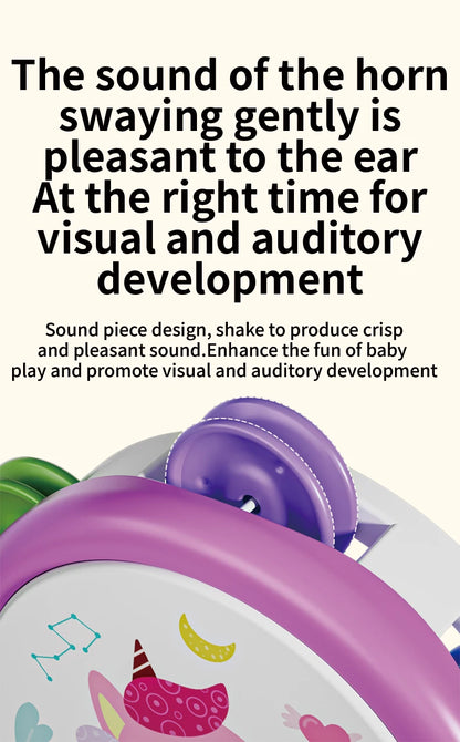 Baby Hand Drum Toys Montessori Musical Instruments Tambourine for Toddlers 1-3 Early Learning Percussion Music Toy