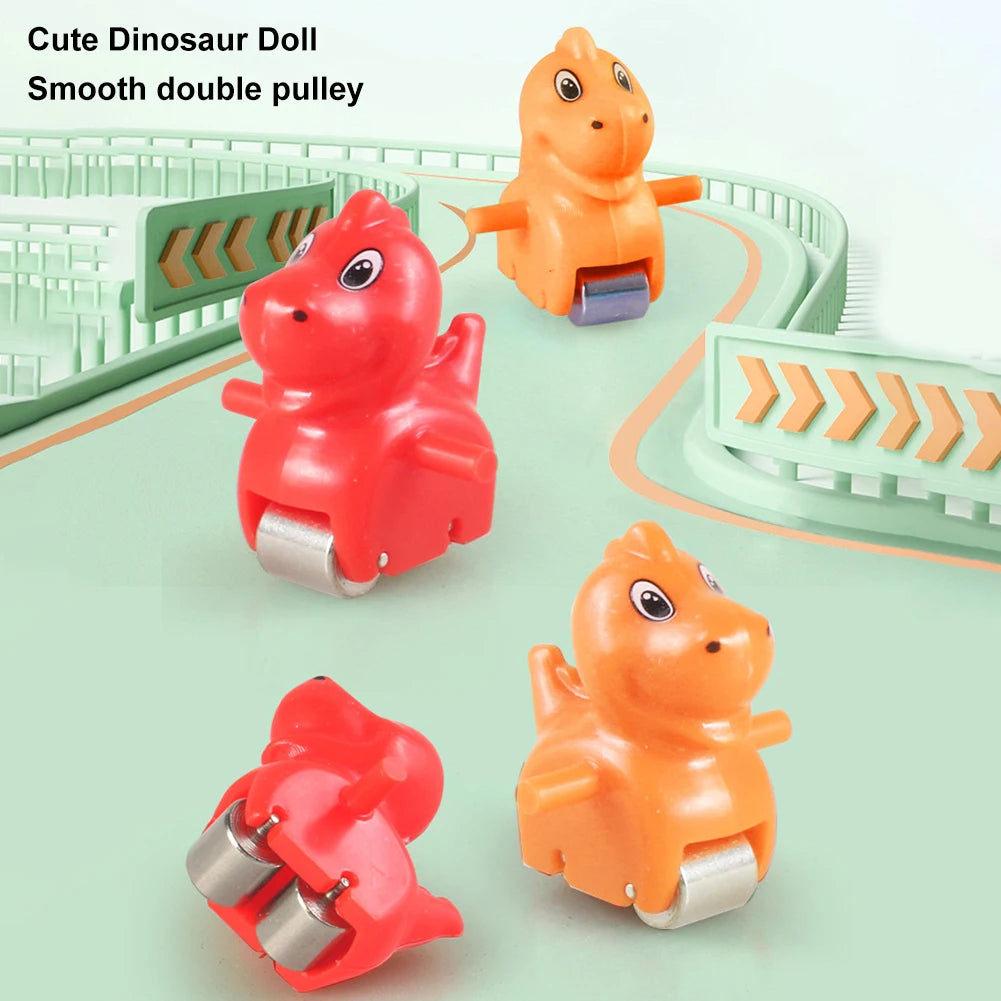 Kids Electric Climbing Stairs Toy DIY Small Penguin Dinosaur Rail Racing Track Music Roller Coaster Duck Toy For Baby Kids Gift
