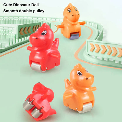 Kids Electric Climbing Stairs Toy DIY Small Penguin Dinosaur Rail Racing Track Music Roller Coaster Duck Toy For Baby Kids Gift