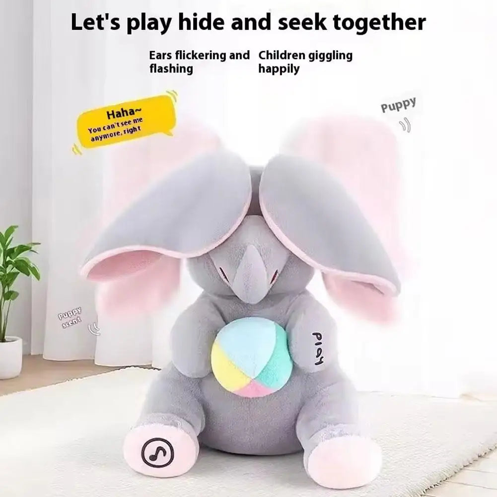 Hide And Seek Elephant Plush Toy Baby Head Up Training Soothing Singing Musical Doll New Born Gift For 3-12 Months