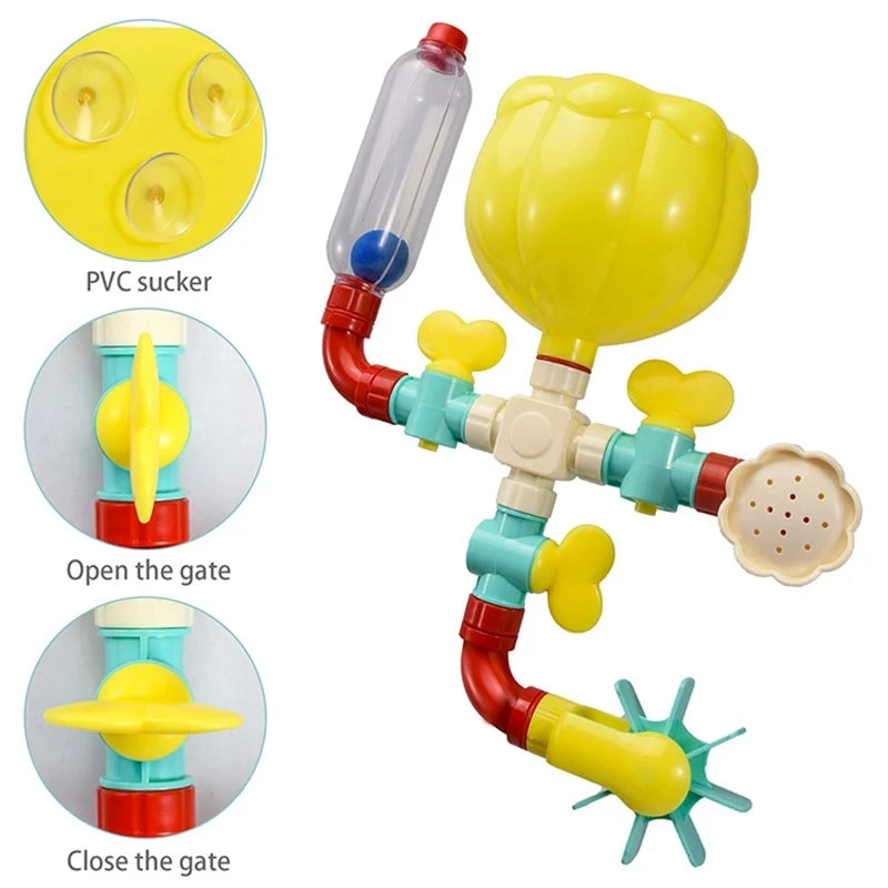 Baby Bath Toys Montessori DIY Pipes Tubes Water Spray Rotating Water Jet Game Bathtub Toy Spray Bathroom Toys Kids Gift
