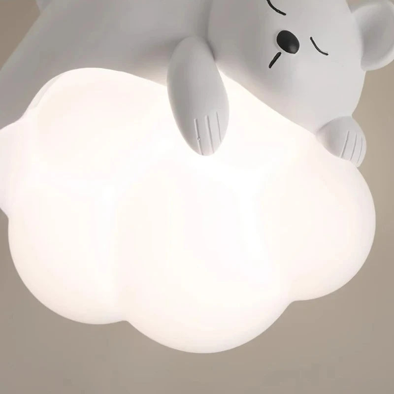 Cute Children's Room Bedside Wall Lamp Bear Rabbit Cloud Lamp Creative Cream Style Baby Room Nursery Boy Girl Bedroom Wall Light